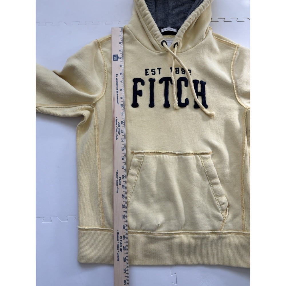 Y2K ABERCROMBIE Mens Sweatshirt Muscle Hoodie Heavyweight Distressed- Size L - Picture 8 of 10